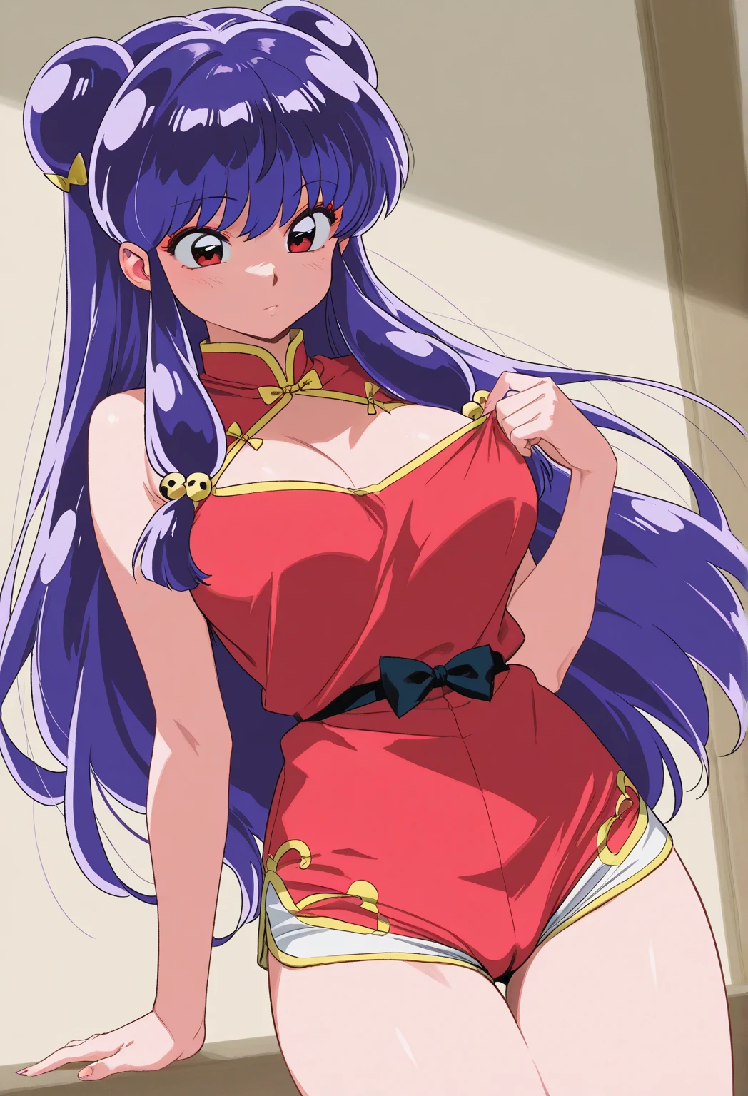 <lora:ShanpuuRanma:.7>, ShanpuuRanma, big_breasts, hair_bell, china_dress,