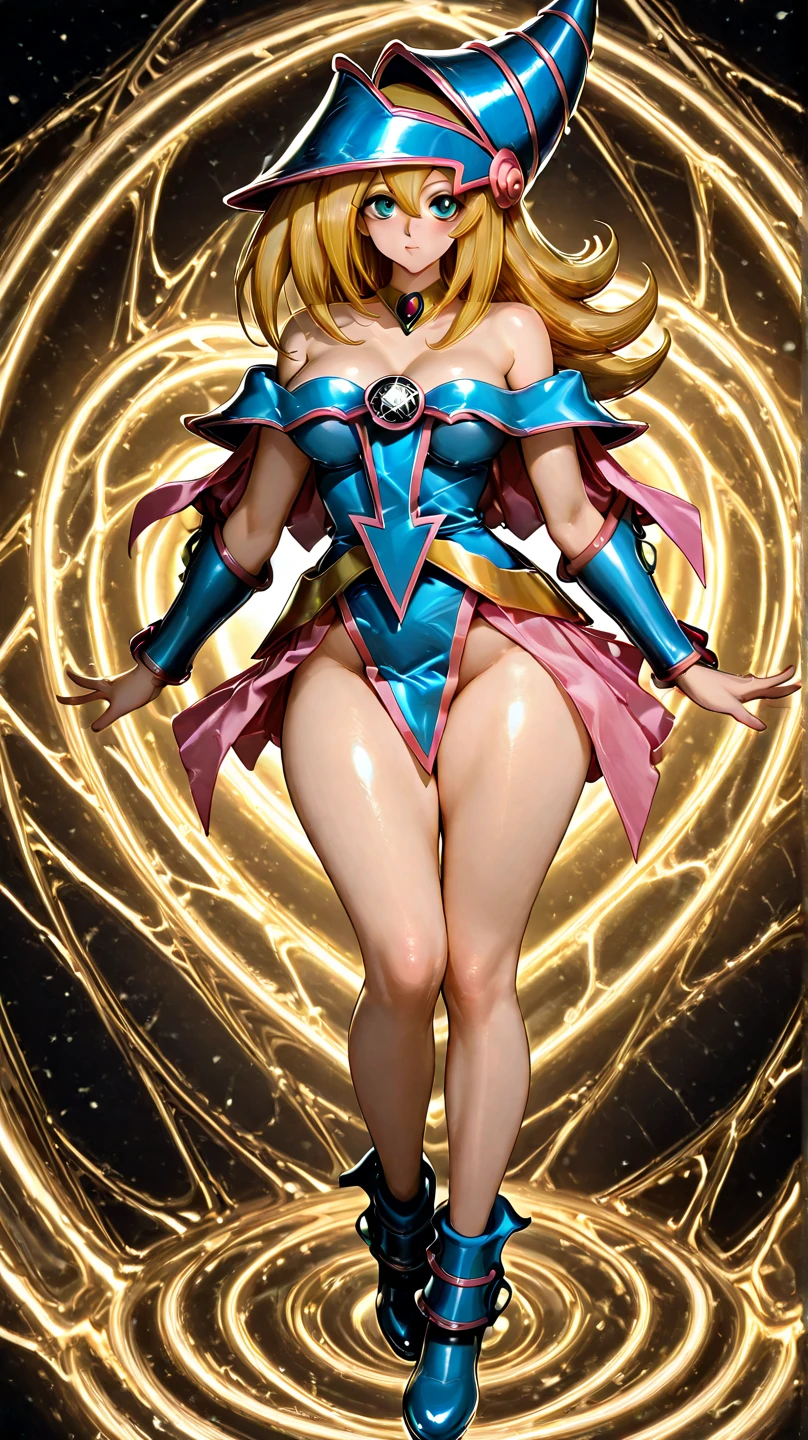 black magician girl、super chestousthick、by rubio、magic circle、8k, 4k, of the highest quality, High resolution: 1.2),flicker、an exposed breast、cute anime face、pink blush on the cheeks.、noise removal、Leotard that bites、have a cane、Hold your cane、