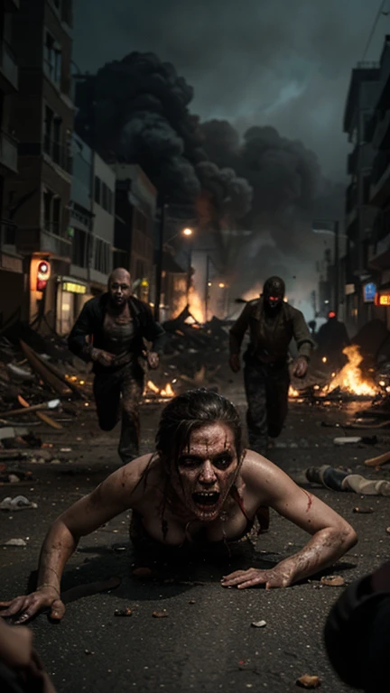 Rotting zombie horde. Horror. Photorealistic, 4K, Nikon.