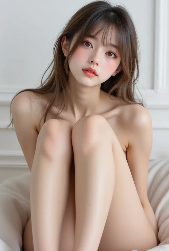Cinematography with anamorphic lenses、Photorealsitic、 girl with, a beauty girl,((Matte skin))、The wind is blowing、Well-formed face、Shapely、((hi-school girl))、(((No pants)))、14years、8Head and body、a small face、A slender、Very skinny、skinny、tiny chest,Ribs、discreet breasts、Smaller chest、small tits、beauty legs、Constricted waist、dented belly、Model body type、Beautiful shiny hair、Backgrounds that look like real photos、(((NSFW)))、(Thigh strap for only one leg)、Happy face、Book cover、Artistic silhouette、sideways Facing、Sit with your knees、cafe terrace