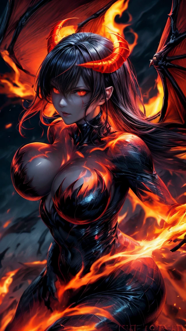 girl, demoness warrior, comprised of Antikythera mechanisms, dark, foreboding, dynamic action, dynamic motion, crouching, evil look, sexy, busty, sheer lowleg panties, curvy hips, claws, fangs, wings, busty, demon tail, demon bone armor, facepaint, bodypaint, red glowing eyes, combat stance, vibrant appearance, creative behavior, imaginative, sensual, spontaneous, highest quality, skin texture, intricate details, (cinematic lighting), RAW photo, 8k, under moonlight, nightmarish, full moon, firestorm, debris
