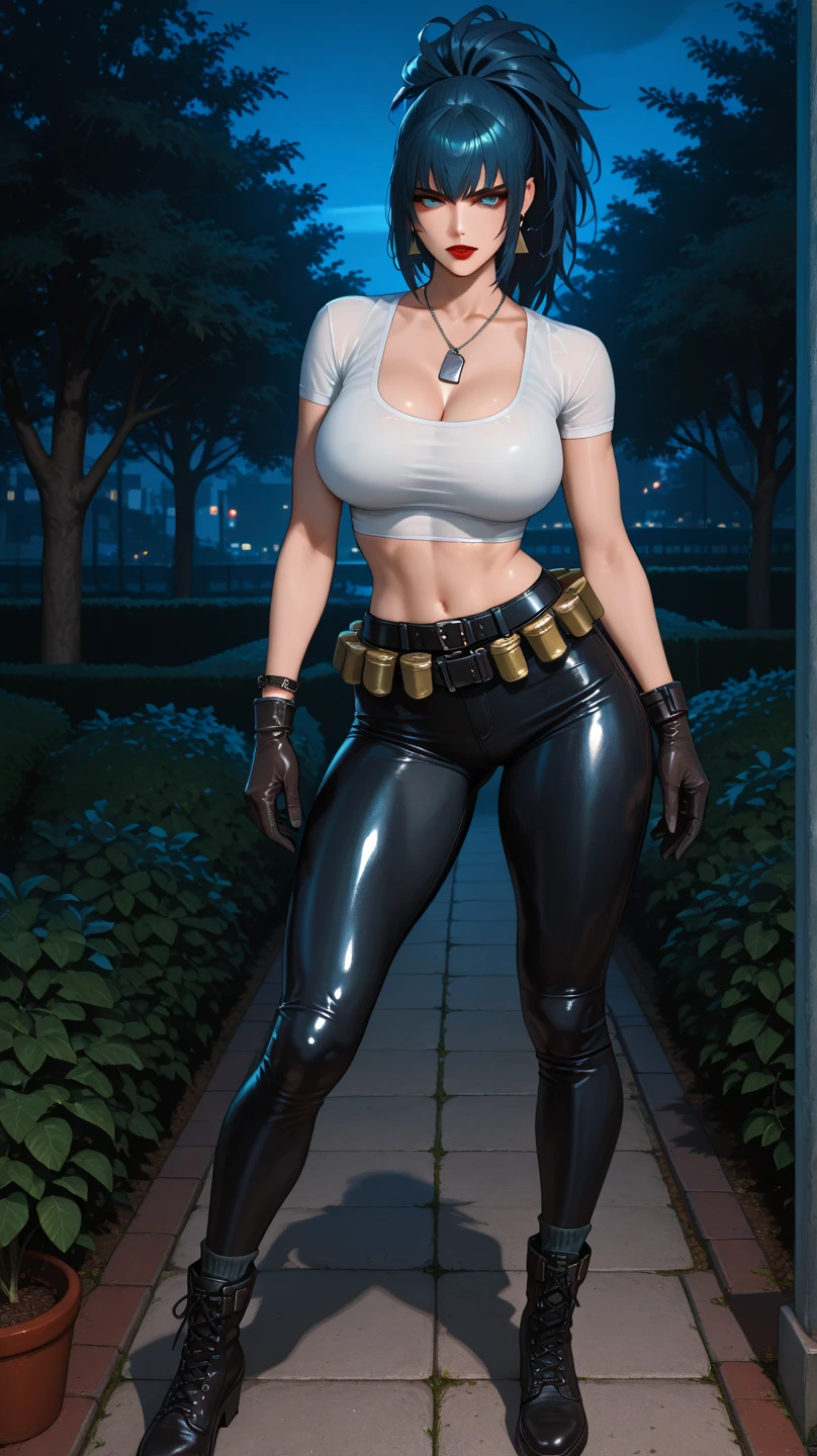 1girl, solo, full body, (((bare feet))), (((bare foot))), masterpiece, (high detail:1 1), Rough face, Natural skin, high quality, Sakura Haruno,black hair, ((long hair)), ((bangs hair)), detailed hair, white eyes,(Big breasts:1.2 ),( smile:1.2),Face blush,Sexy figure, perfect bodies, beautiful eyes, (Detailed face and eyes), (face: 1 2), voices, Extra, real photo, ... ... ........... PSD, sharp focus, contrast lighting, Delicate skin, High definition 8K, incredible details, realistic, professional photo shooting, 8K UHD, SLR camera, soft lighting , high high quality, film grain, Fujifilm XT3, magic, particle FX, (((leather flare pants))), (((she wears leather flare pants))), (((leather tank top))), in the forest, dark forest, horror forest, lavender field, looking at viewer, (((Show cameltoe))), ((full body)), ((standing)), gloves, ((huge ass)), nipples