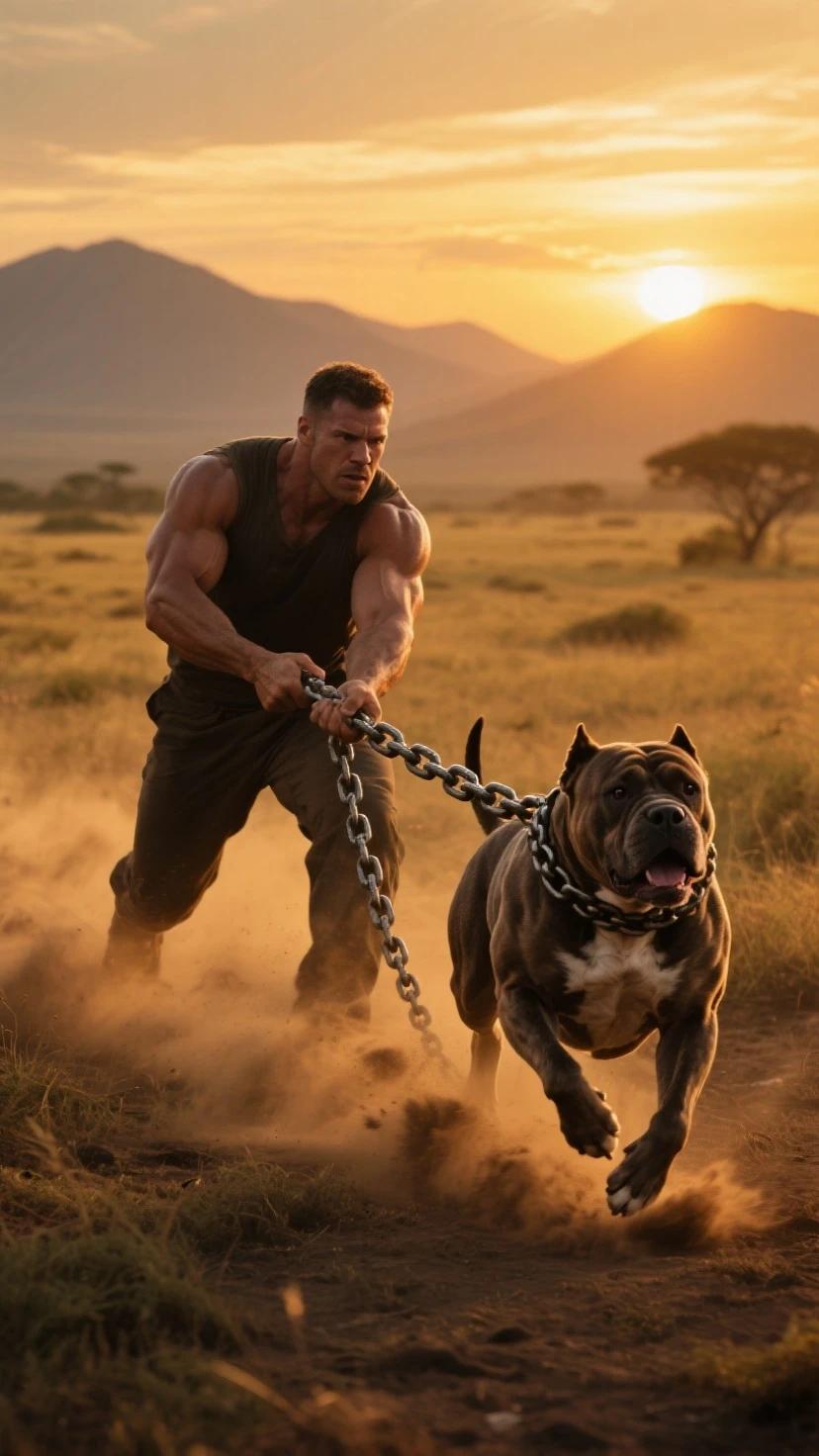A muscular cat is walking with his child. Then, some bad people attack the cat. The  gets scared, and the muscular cat fights them off. The  starts crying, and the muscular cat tells him not to cry. The bad people get angry, and the muscular cat fights them off again and hands them over to the police.