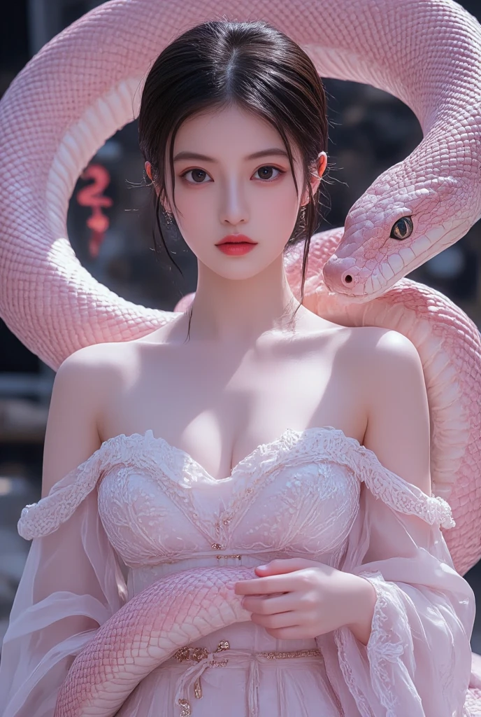 8K, masterpiece, RAW photo, best quality, photorealistic, extremely detailed CG unity 8K wallpaper, Depth of field, Cinematic Light, Lens Flare, Ray tracing, (extremely beautiful woman), intricate detail body, ((gray color goat horns:1.2)), transparent white bikini costume, ((big breasts:1.3)), White hair, ((red snake eyes:1.3)), very sexy and elegant, real image, ((sexy and elegant posture:1.3))