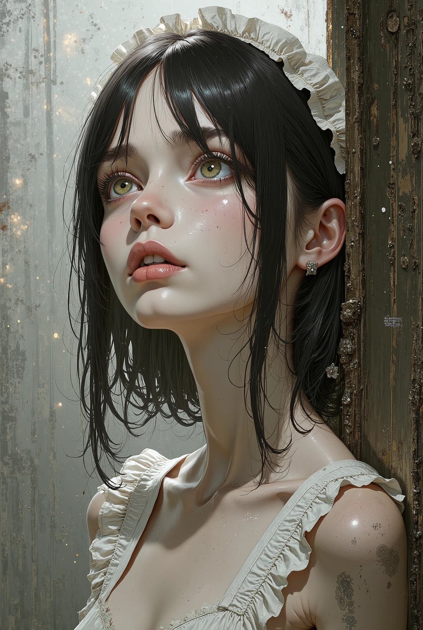Famous Paintings、Optimal Quality、female、Very depressed、look up、Profile、upper body、