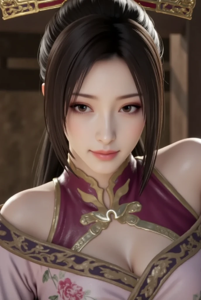 a beautiful detailed portrait of Mai Shiranui, detailed realistic facial features, sharp pointy breasts, wearing the original character outfit, highly detailed, 8k, photorealistic, dramatic lighting, hyper detailed, realistic skin texture, intricate details, cinematic composition, vibrant colors, desenho o corpo inteiro,