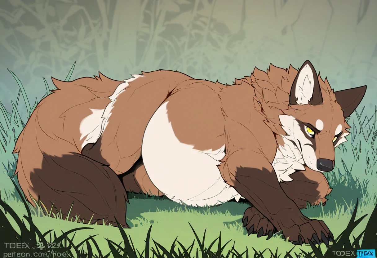 Best quality, (By sepulte), (fur:1.5), (fuzzy:1.5), nsfw, chubby, wet, ((feral)), ((Wolf Link from Zelda twilight princess)), highly detailed fur and, feral, stunningly sharp-focus, charming chubby body, curvy, huge ass, very big ass, wide hips, huge thighs, enchanting black hue, swaying tail, impressive mane, powerful presence, mesmerizing beauty, sexy posture, well-defined claws, sinister-hearted, captivating artwork, attention to detail, tasteful composition, alluring charm, careful shading, great attention to anatomy, vivid colors, wet, sweaty, big fluffy tail, thick tail, squish focus, Landscape shot, ((huge haunches, huge hips, huge thighs, huge ass)), (sexy pose, suggestive pose), huge penis, veiny penis, penis tuck, penis backwards, (cumming, ejaculating), balls, presenting penis, shy expression, mouth open, tounge out, closed eyes, panting, huge fluffy tail, animal genitalia, small anus