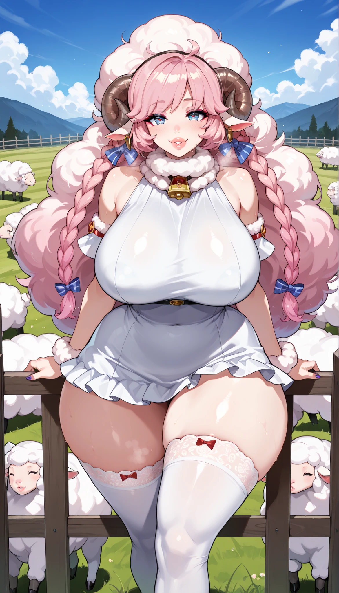 Anime illustration Plump body Beautiful girl in a maid outfit Delicate embroidery Bright sunlight Archaic smile Sparkling eyes、Colossal tits、超A high resolution、Anatomically correct human body、Expose nipple、exposing their genitals、Wearing sweat、fullnude、Soft thighs、English Garden、Gal、Open leg squats
