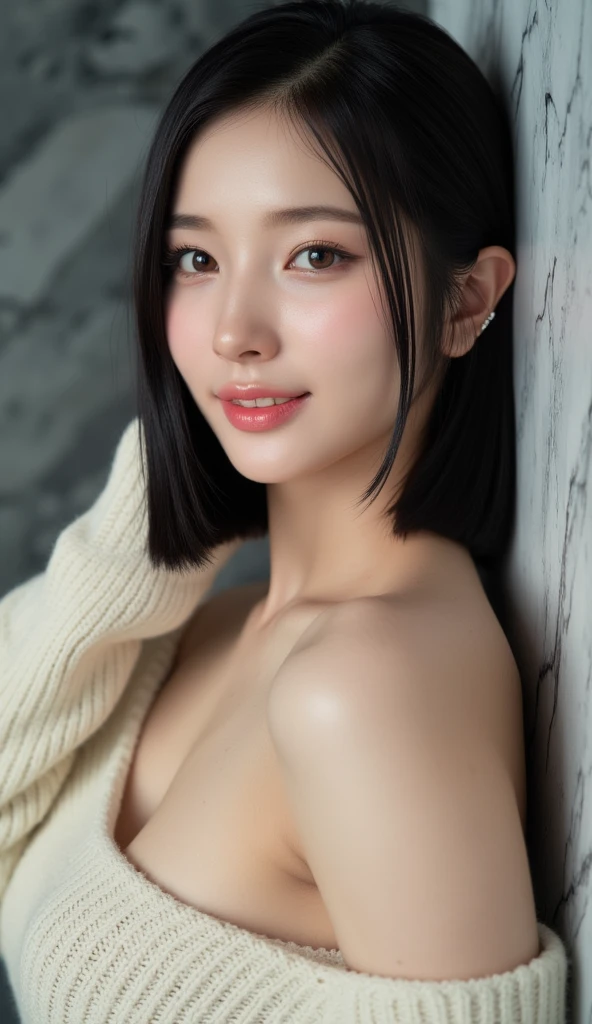 (2 Japanese girl,), (Small breasts:1.5,),(solo,,Textured skin, Detailed skin,Detailed face,Detailed eyes,detailed posing,Natural eyebrows,Sparkling Eyes,High detail, Highest quality, Super detailed, Surrealism, ,8k,RAW Photos,Photographicism,Professional Lighting,Portrait Photography,Soft Light),((Black Hair, Natural Makeup,Simple earrings, Bob Hair,smile,ribbon)),(((Chest opening turtleneck,Nipples)))