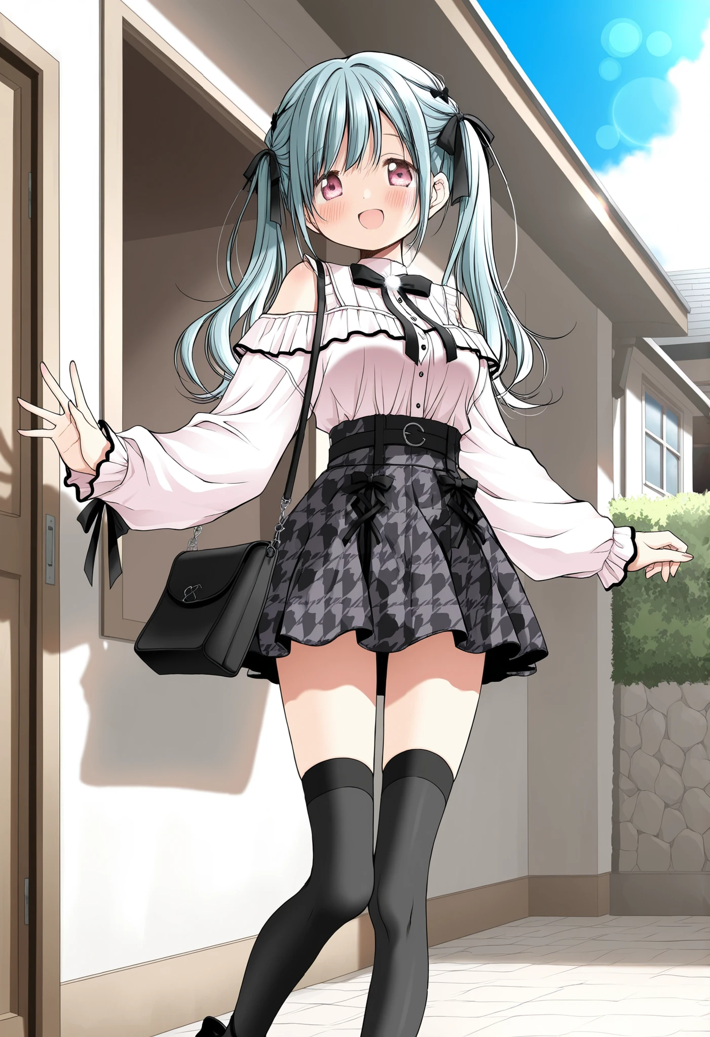 (ultra-detailed, absurdres, highres, extremely detailed, masterpiece, best quality, R0BLOX), (masterpiece, best quality) (((8kbestqualitty))), ((intricatedetail)) ((blushing)),wet, sweaty, fair skin, redhead hair, short wavy hair, waifu freckles, ((submissive eyes)),choker, slutty woman nsfw outfit, ((messy hair)), short skirt, fishnet thighs,, beautiful outfit, , posing, , thick thighs, , stockings, ((( diminutive waist))), birds eye view, pov, high angle, ,pig tails, cute blushing face, open thighs, hands behind her