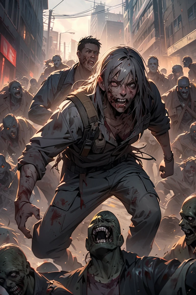 zombie crowd, old rotten zombies, scary, skeletons hundreds attacking