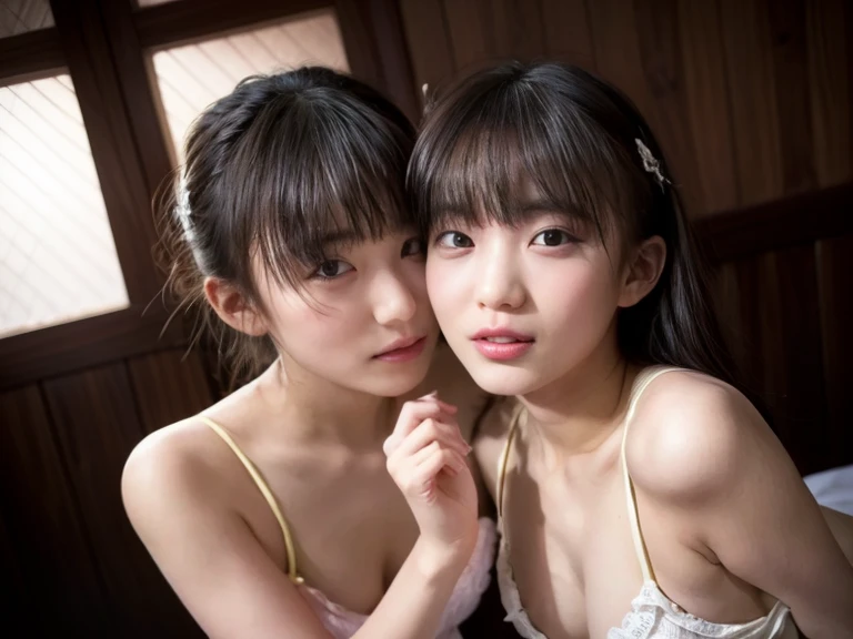 ((Highest quality、、、Large breasted women、Male genitalia penetrating female genitalia、Sex in the bedroom、Naked couple having sex、Kissing、masterpiece:1.3))、1 male、1 female、42 years old 36 years old、Slender beauty、Beautiful couple、smile、 (Slim face and body, (Brown Hair), (Shortcuts),、smileの美しさ、