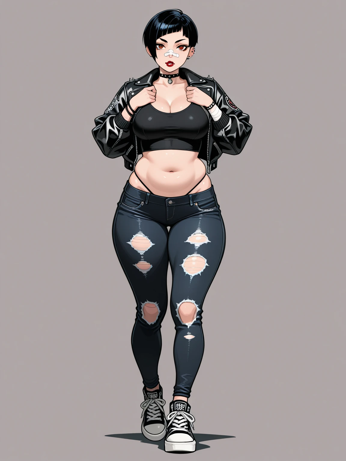 ((Full body)), (low head 1.5), A little sloppy body type and small breasts, masterpiece, tight denim pants, chubby but small breasts, very thick legs++, Full body+, Solo, Swollen face, Moderately fat body type+, 1 woman, wide shoulder, white tutleneck, light blue Denim pants, thick thighs, low rise light blue denim pants, , solo, simple background, masterpiece, best quality, unreal engine, ultra res, extremely detailed,
1girl, waist , (muscular:0.4)
byleth,
gauntlet, cape, floral print,
watching at viewer,
Bitter smile
hews style CSR STYLE
ROUND BREASTS, SMALL BREASTS
