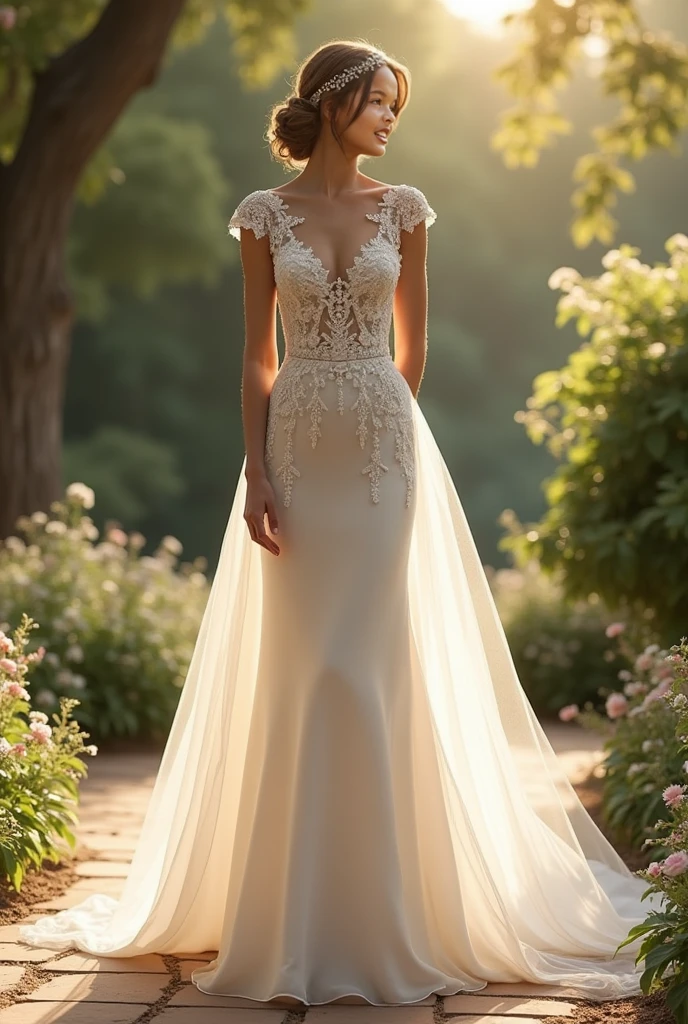 RAW photo,physically-based rendering,(8k, best quality, masterpiece:1.2),(full body shot:1.2),octane render,extremely detailed CG unity 8k wallpaper,studio soft light, rim ligh,in forest,sunlight,standing,(a girl is wearing wedding dress:1.5),hyper realistic detail shiny skin,ultra detailed,(ultra realistic:1.5),(looking at viewer:1.2),(intricate:1.2),(photorealistic:1.4),1girl,(skinny:1.3),detailed background