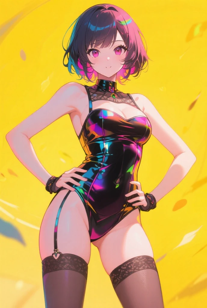 masterpiece, best quality, 1girl,black hair, (finely detailed beautiful eyes and detailed face),pink leotard,latex costume,military coat,cinematic lighting,bust shot,extremely detailed CG unity 8k wallpaper,solo,(enamel leotard:0.3),