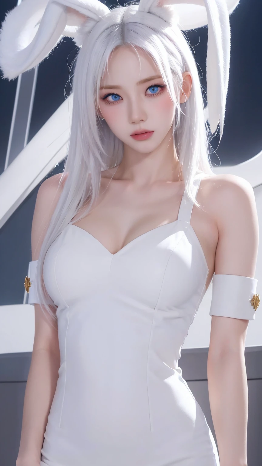 Female white skin white hair HD upper body Excellent