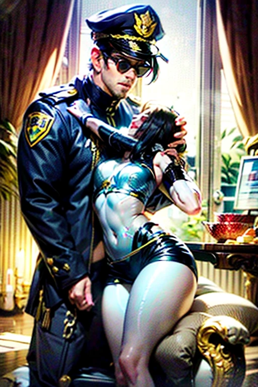 1 man 1 girl ;Sexy Manga comic sensual girl brunette blue eyes wet white t-shirt V-neck, school miniskirt and high heel boots, she is squeezing a man in his groin, a big cock, big balls burst(NSFW)(Bigboob)(Very detailed) (conceptual art) (Manga) (cheered up) (draw) (face cheered up detailed) (comic books)(pitch)(Wet shirt) (wet girl) (nipples)