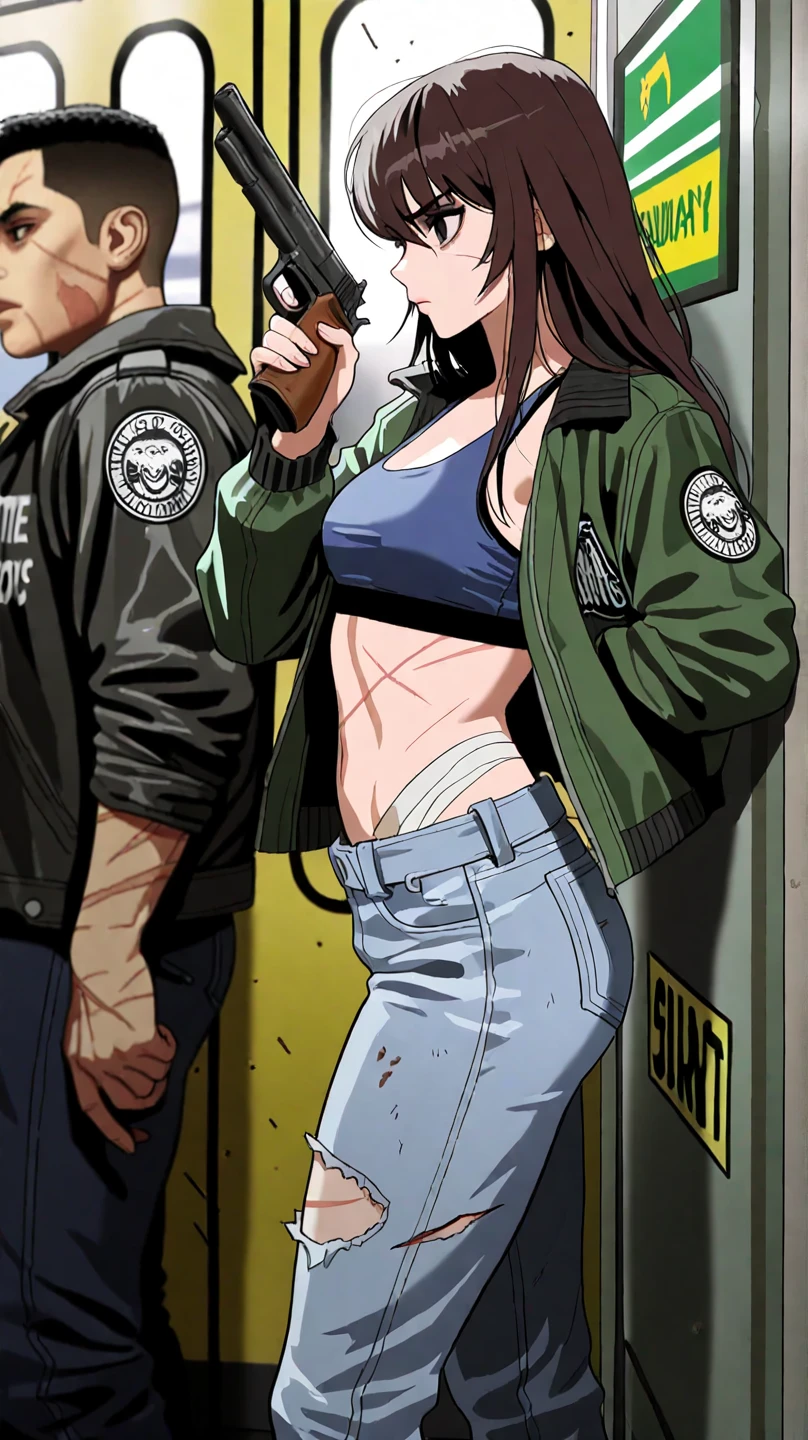 masterpiece, absurdres , (intricate details), (colorful),cinematic lighting,extremely detailed CG unity 8k wallpaper ,hinata\(boruto\), 1milf, mature soft expressions, short-hair, ((black tank-top),(denim hotpants)), (sleeveless), huge breasts,bracelet,wedding ring, cowboy shot, looking back, looking at viewer,smile, red lips, (1arm swaying hair:1.2), outdoors, laundry-ing outdoor, day, cloudy sky, wind, floating hair, falling petals, anime screencap,BREAK, (surrounded by black guys:1.2), 