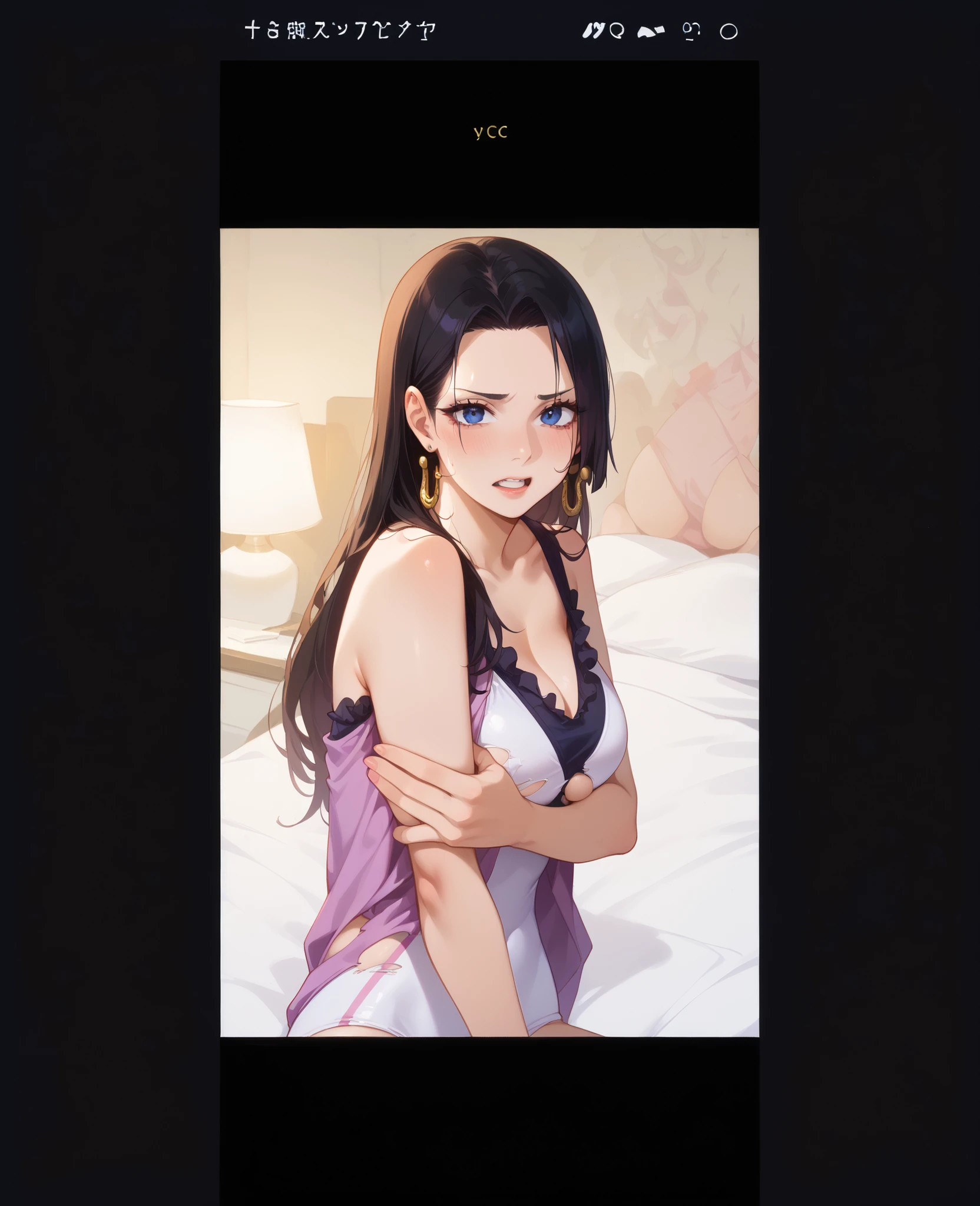 Highest quality、Ultra-high resolution、Fantasy、roleplaying game、I looked embarrassed on my bed.５Head-to-body ratio small-breasted naked woman