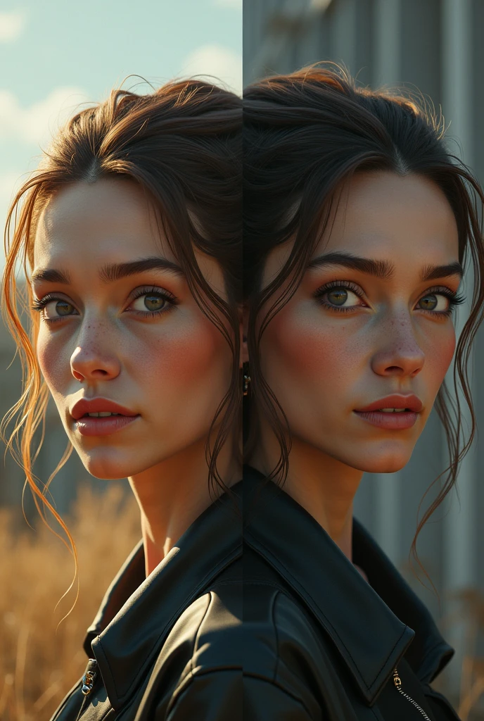 Closeup photo portrait of beautiful lady, freckles, dark makeup, muted colors, epic character composition, frontal view, atmospheric scene, masterpiece, best quality, (detailed beautiful face, detail skin texture, ultra-detailed body:1.1), diffused lighting