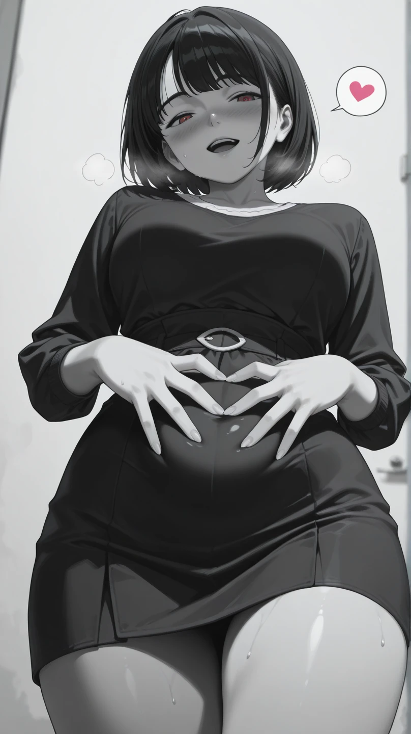 anime pose, sketch, white background, fat, (flat_chest, small_breasts), girl, (plump:1.2), fat_rolls <lora:anime_pose:1>, (best quality, masterpiece)