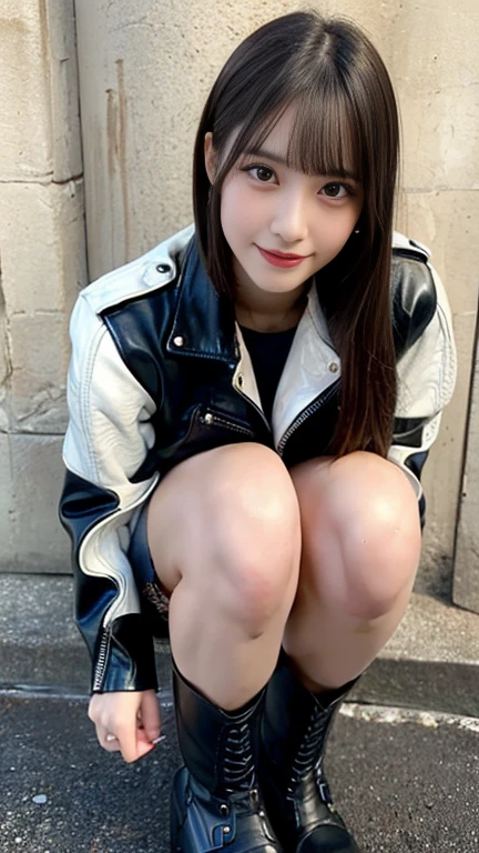 (best quality,8k,high-res,masterpiece:1.2), ultra-detailed, (realistic, photo-realistic:1.37), tabletop, extremely detailed, photorealistic rendering, girl and full body seen, black leather miniskirt, slightly averted eyes, profile, incredibly beautiful, cute, 8K wallpaper, intricate details, highly detailed 8K wallpaper, gravure, model, foot fetish, legs, leg fetish, visible down to the feet, vibrant lighting, soft shadows
