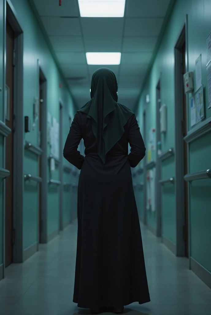 20 years Old, Long hijab Korean mature woman, Big : 66.9, long gamis amis, big breast: 1.9, at doctor office, Dark light, at Nighttime