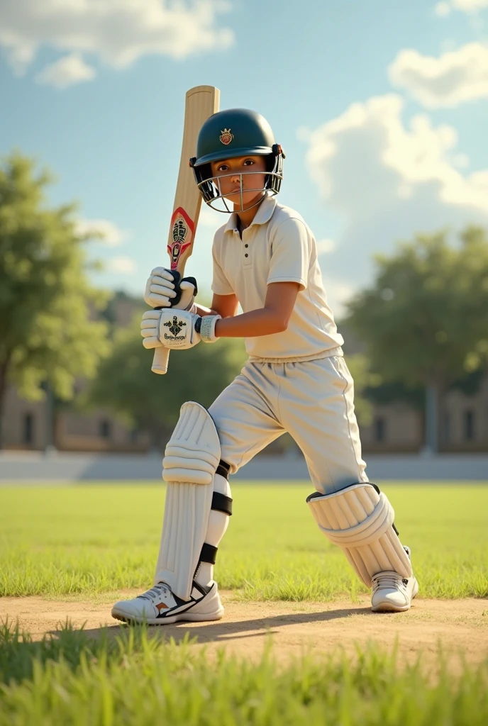A boy Playing cricket