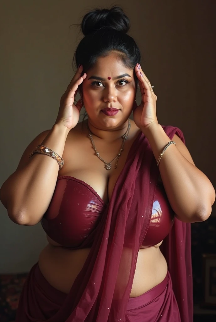 50yo mature MILF Anushka Shetty, thick figure, curvy, fleshy curvy figure, juicy figure, skin pores, high quality skin, feminine curve, motherly figure, mommy, momma, ((best quality)), ((masterpiece)), ((realistic)), Medusa, full body, the hair composed of countless small snakes, green eyes, female face,metal carved top, royal aura, trend on artstation , sharp focus, studio photo, intricate detail, very detailed, detailed eye, illustration, very detailed, sharp focus, digital render, professional, 4k