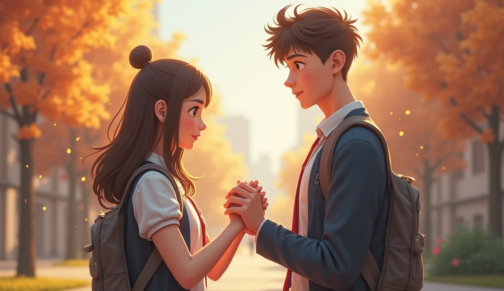 Boy saying goodbye to a girl with his family far away