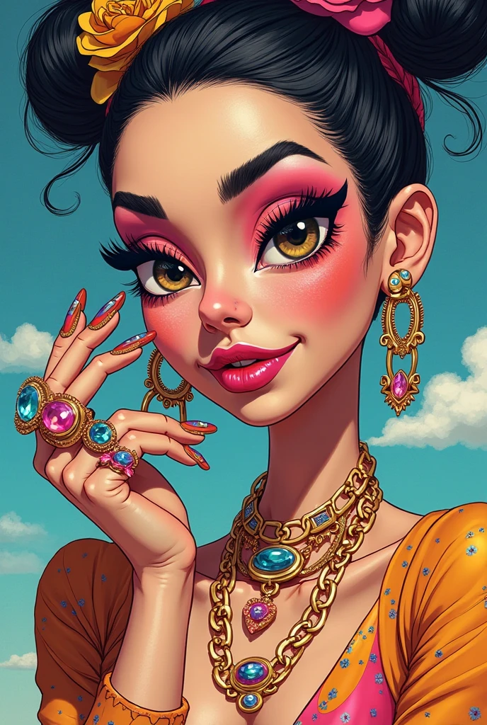 Beautiful stylish, fashionable girl looks at the viewer in a funny way with a facial expression, questioningly, smiling , funny with a question when? points with their finger at the entry above, interpretation of styles and beauty, by boris vallejo, Alberto Seveso, art deco, data-snushing, Ink v3, Splash Style, Abstract art, Abstract technologies, 3d, a high resolution, photo realistic, indicated, Cyber Technologies, 8k, depth of field,