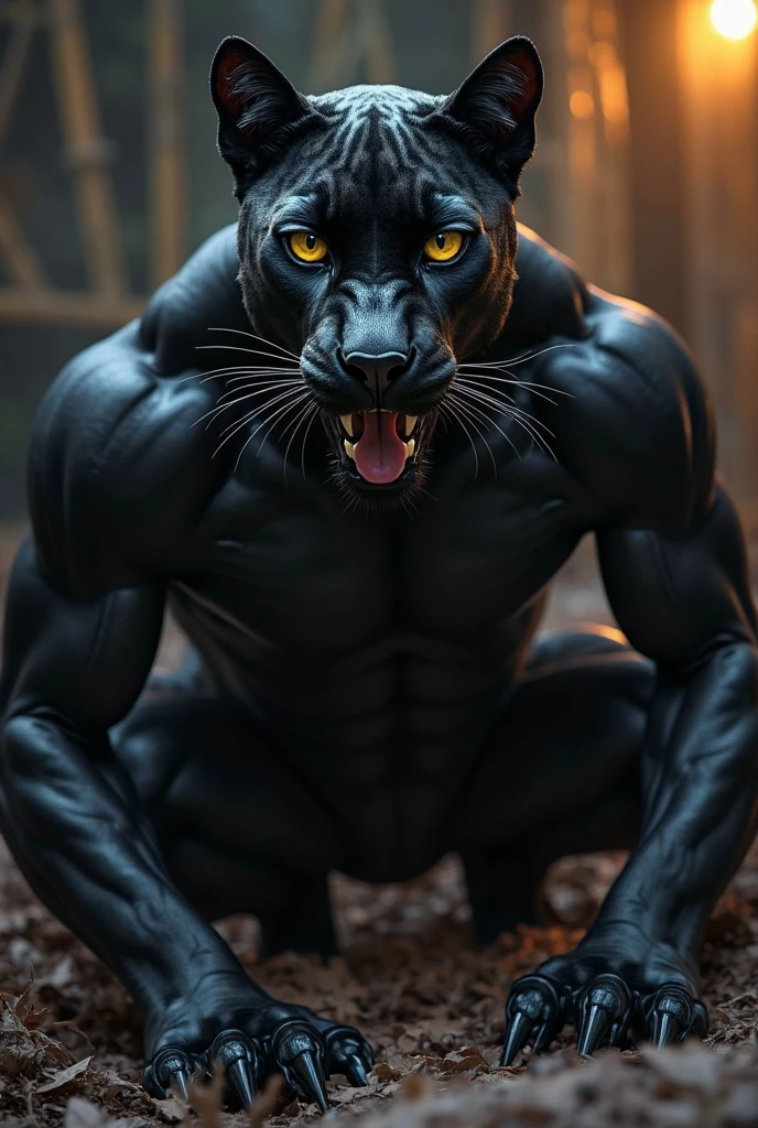 Black panther furry nude erotic bare chest. Bob hairstyle, black hair. The background is transparent.