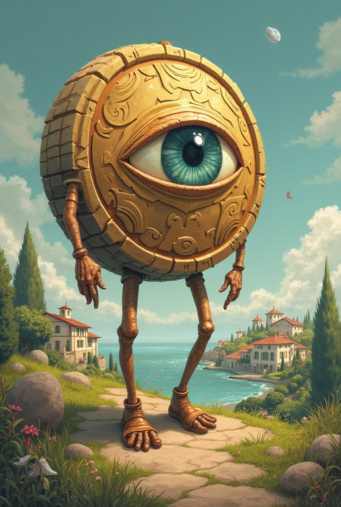 Crazy steampunk dude joining on his dream, new world coming into his eyes, big eye projecting scene, big stairs, big dunes of yellow sand, showing to the people the great news, showing to the crowd, ornaments, horror movie scene, dark blue and light yellow, blue and yellow, royal blue and golden yellow, 4D, 8K, photorealistic, dreamlike, big and complex composition, masterpiece, artwork by Jeremy Mann, artwork by Beksinski, artwork by Bernie Wrightson, artwork by René Magrite, Surrealism, Impressionism