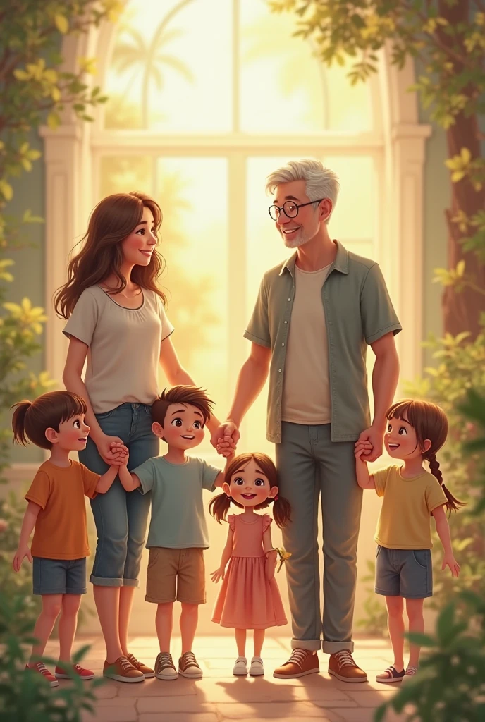 Loves，Family of three，Dad is bald，Mom fat，Daughter fat