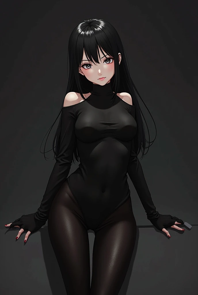 Girl, Long black hair, naked, Perfect body, M-leg spread, Showing off your crotch, Aroused expression
