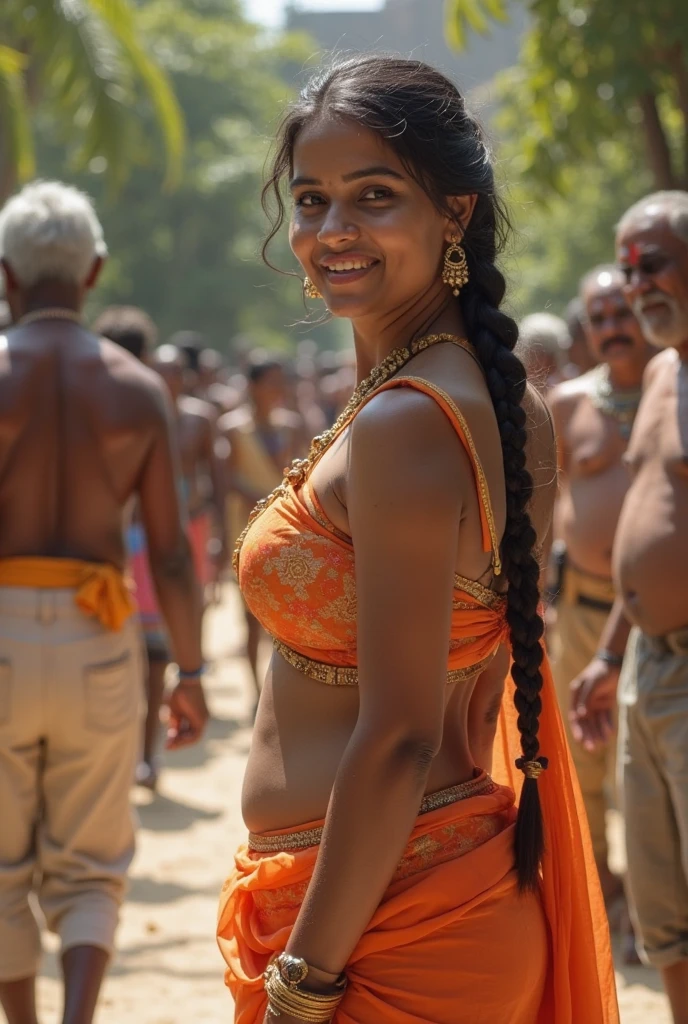 ((best quality)), ((masterpiece)), ((detailed body)), ((detailed hands)), ((highest resolution)), a twenty one year old very beautiful naked Indian girl, very sweaty, thick hairy armpits, thick hairy pussy, totally naked, full body, sixpack abs, raising her hands high, dancing, she is not wearing any clothes, she is being armpit-sniffed by several men, on a hot night, at a wild party