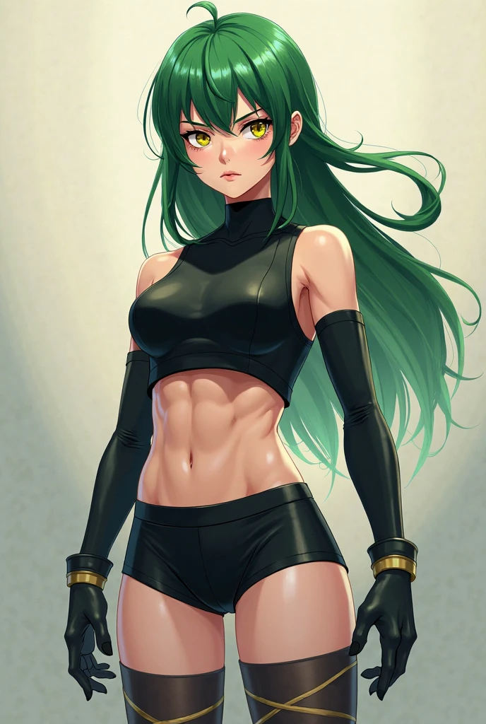(beautiful detailed face and eyes and hair:1.1), 1girl, Akali, looking at viewer, league of legends, abs, arm tattoo, by night, green shirt, green mask, ninja style