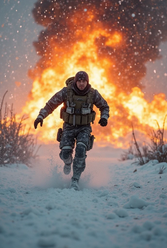 100mm dslr close up photograph of a solider, war, snow, dust, explosions <lora:JourneyLoRA:1>, (good composition), (in frame), centered, 8k, 4k, detailed, attractive, beautiful, impressive, photorealistic, realistic, cinematic composition, volumetric lighting, high-resolution, vivid, detailed, stunning, professional, lifelike, crisp, flawless, DSLR, 4k, 8k, 16k, 1024, 2048, 4096, detailed, sharp, best quality, high quality, highres, absurdres
