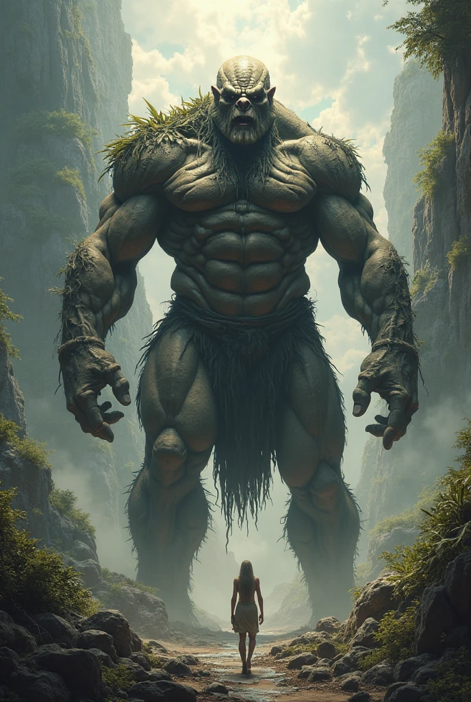 masterpiece,Super cool magical creatures,((hill giant)),roar,Violent and cruel,Tall and mighty,((petrified skin)),thick limbs,在丛林中穿梭fighting,fighting,Random light and shadow,Glowing special effects,minimalist style,mist,(full body portrait:1.4),European and American fantasy style,Perfect,,highlight,bright colorful shades,Ink background,OC renderer,best picture quality,high resolution,dynamic perspective