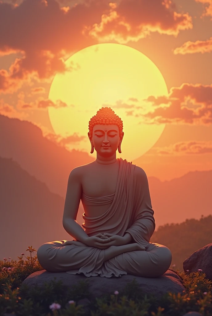 Buddha sitting sun rise dark best right side dark best angle