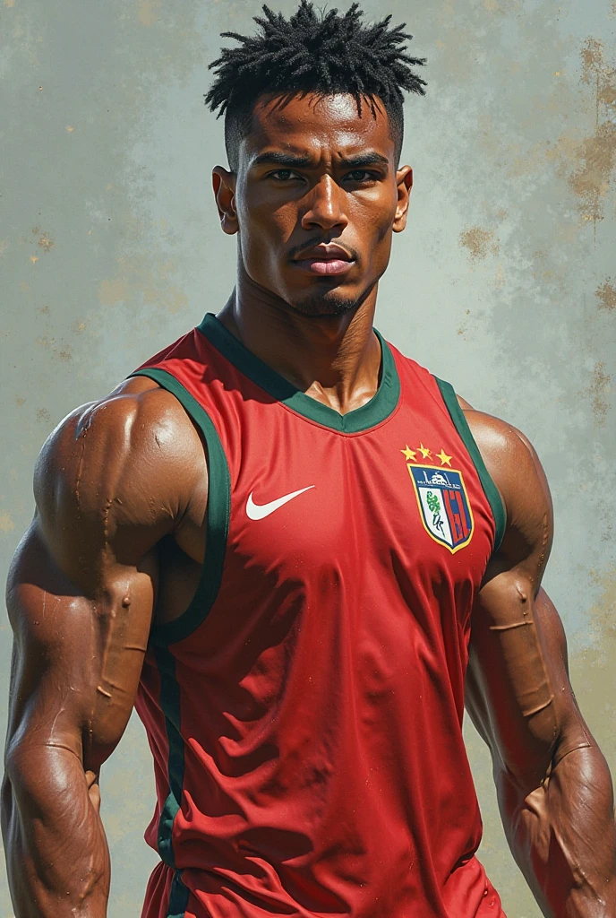 shirtless muscular Brazilian guy with Peruvian soccer player