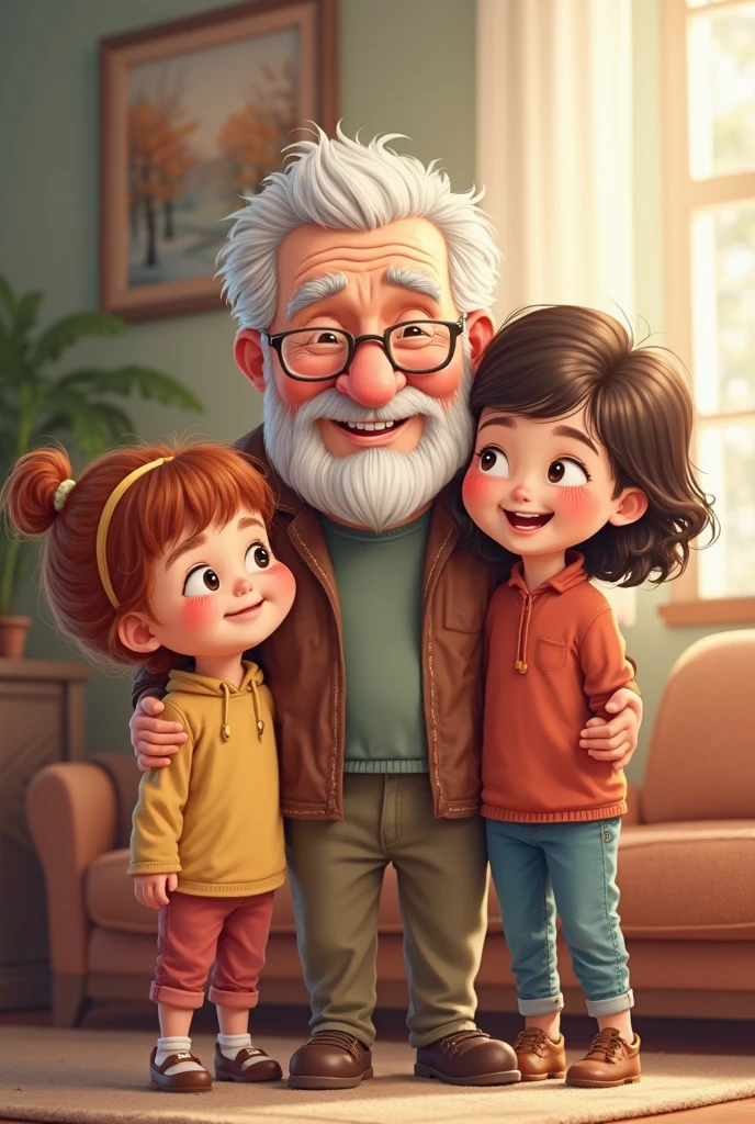 Symbol of family two daughters and their father