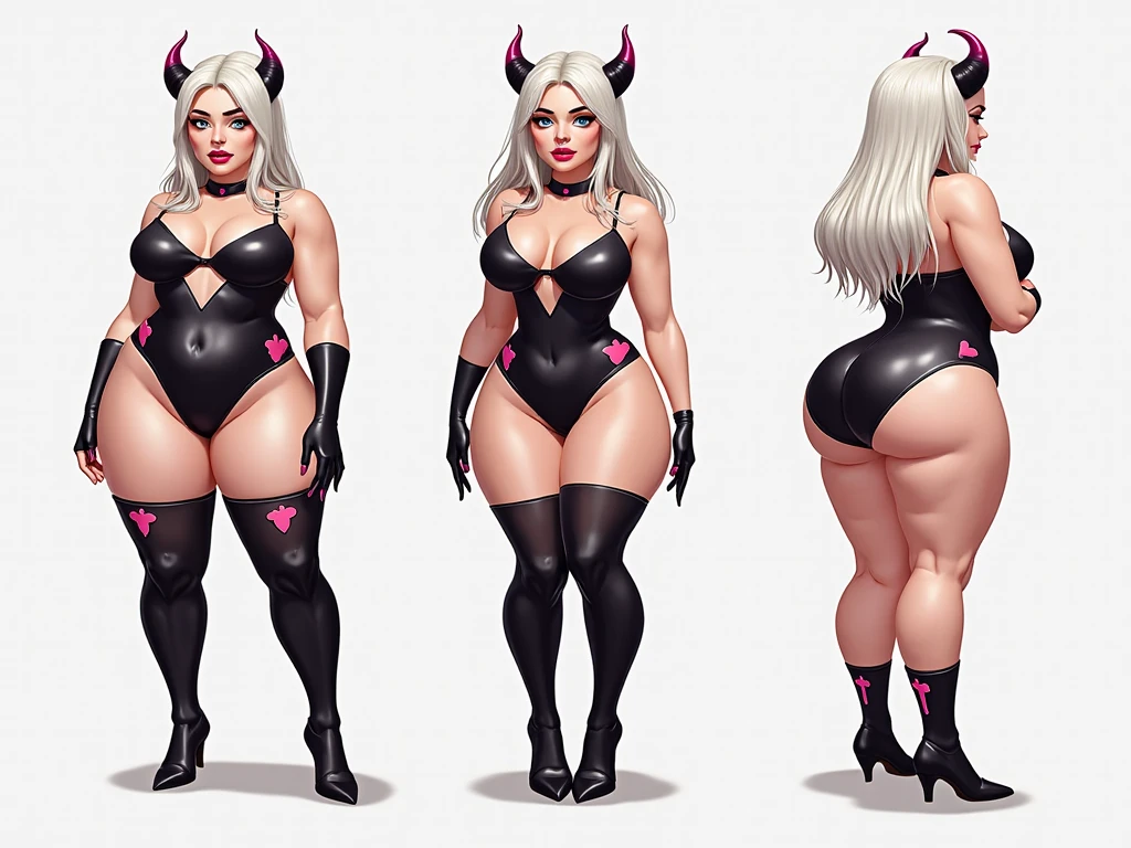 ((masterpiece)),(((best quality))),((character design sheet)), illustration,1woman, environment Scene change, muscular, red skin, white legs, thick legs,devil horns, scribbles and marks, fire, ((detailed face:1.1)), rough sketches, pose too, blonde and white color palette, 8k,16k, (simple background, light background: 1.3)
