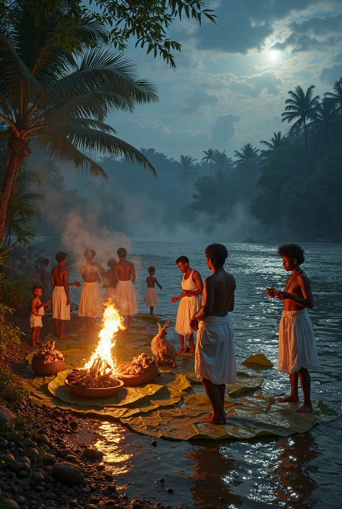 Three Brazilian men aged 20, making animal sacrifices to demons, dark weather, candles, blood, skulls, black magic
