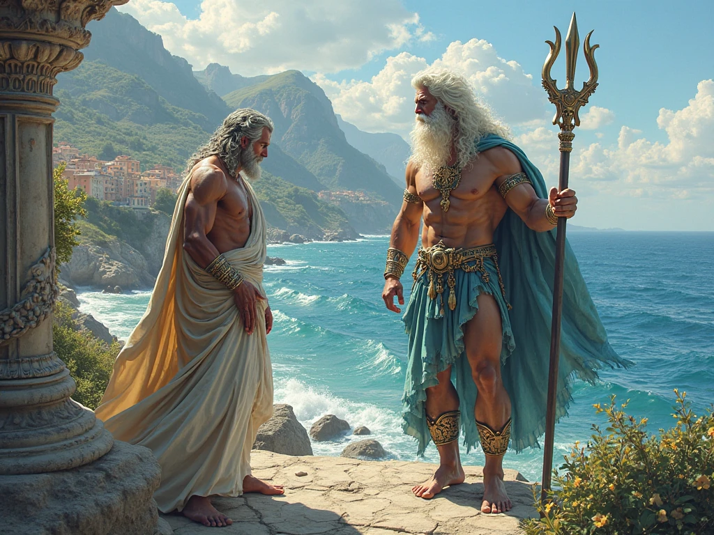 Two statues of the Heavenly King face each other, Looking at each other,Two statues, A man holds a large knife in his hand,A man with a spear,It's like a mountain god