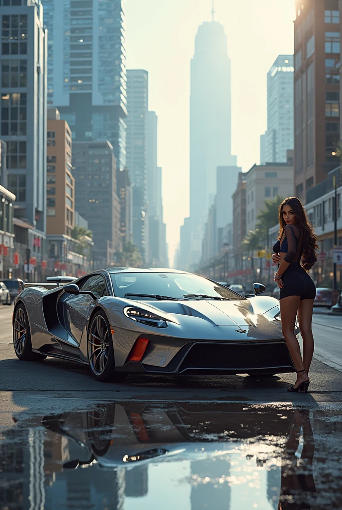a beautiful girl standing next to a black ferrari, detailed face, long eyelashes, elegant dress, detailed car, luxury environment, cinematic lighting, photorealistic, 8k, (best quality,4k,8k,highres,masterpiece:1.2),ultra-detailed,(realistic,photorealistic,photo-realistic:1.37),dramatic lighting,cinematic composition,vivid colors,highly detailed