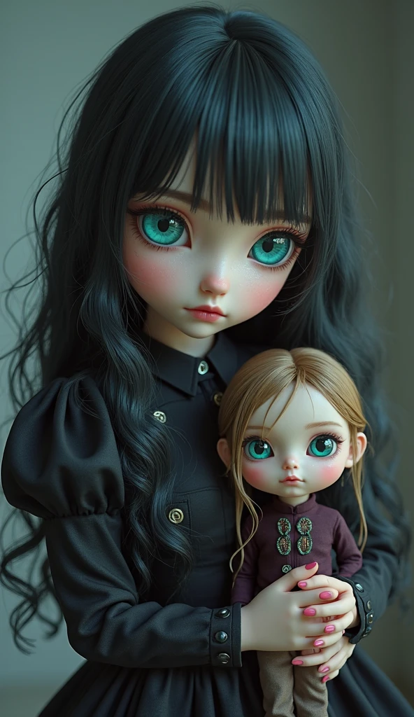 Blythe Doll with Green eyes, lite skin and black hair