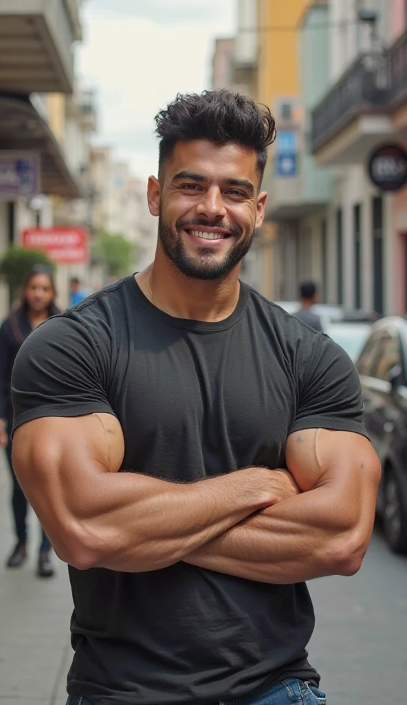 photorealistic, best quality, masterpiece, extremely detailed, sexy, homoerotic, extremely handsome, 20 year old muscular latin man, muscular, smiling, takes your photo with a DSLR camera, by the pier, extremely romantic atmosphere, perfect face, perfect fingers, perfect hands, perfection