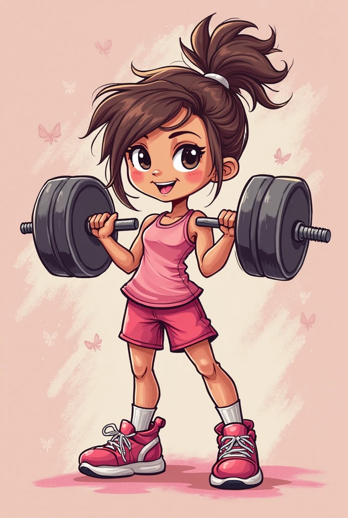 woman in cartoon with gym weights in hand
