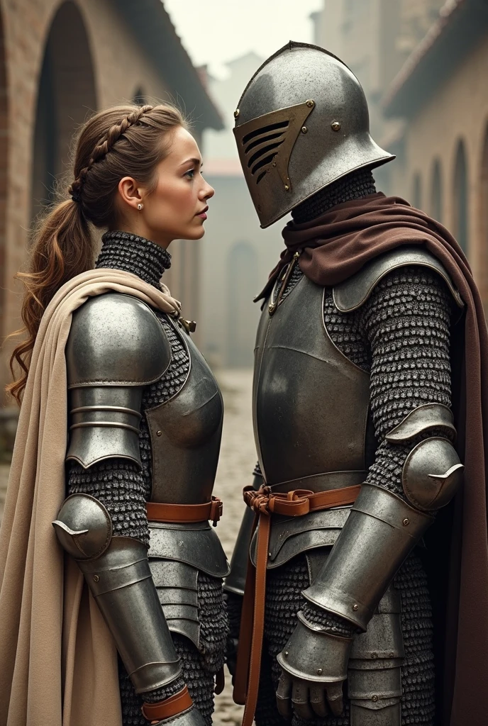 There are 2 characters, knight, princess, The atmosphere looks sad.